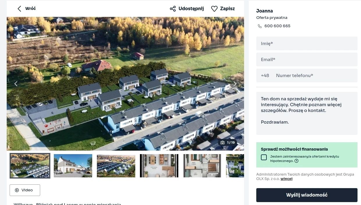 fałszywa “oferta prywatna” ADBUDu na otodom.pl