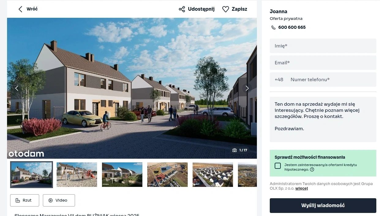 fałszywa “oferta prywatna” ADBUDu na otodom.pl