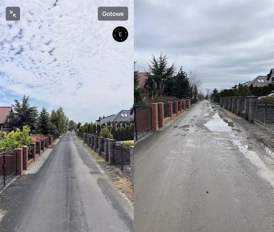 Po lewej widok z map Apple. Po prawej stan obecny.