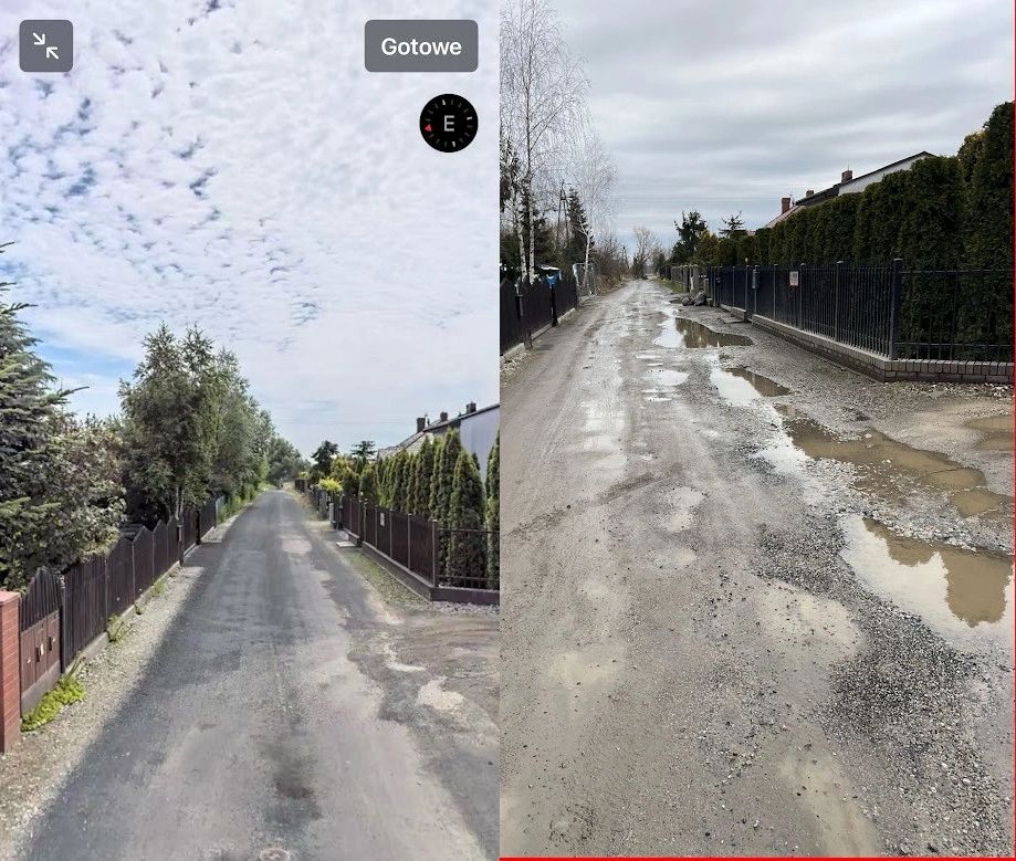 Po lewej widok z map Apple. Po prawej stan obecny.