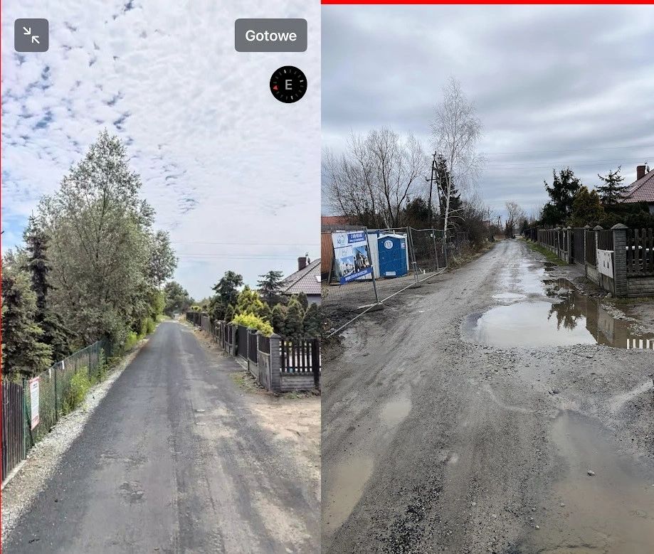 Po lewej widok z map Apple. Po prawej stan obecny.