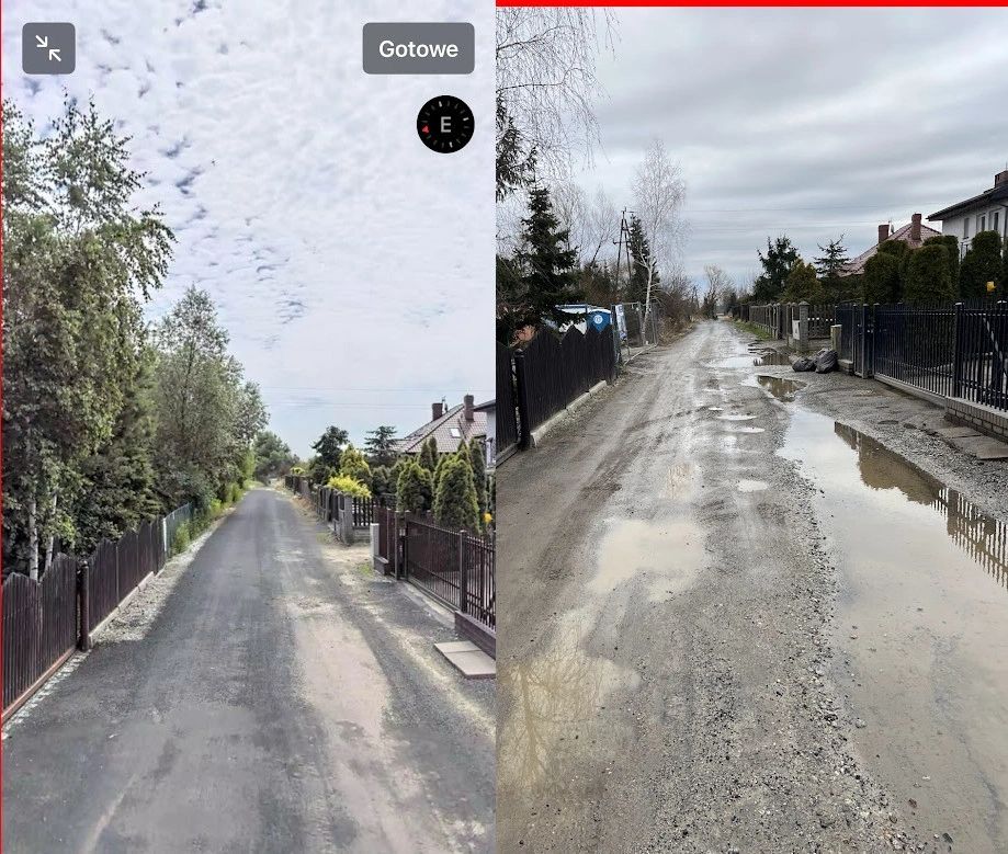 Po lewej widok z map Apple. Po prawej stan obecny.